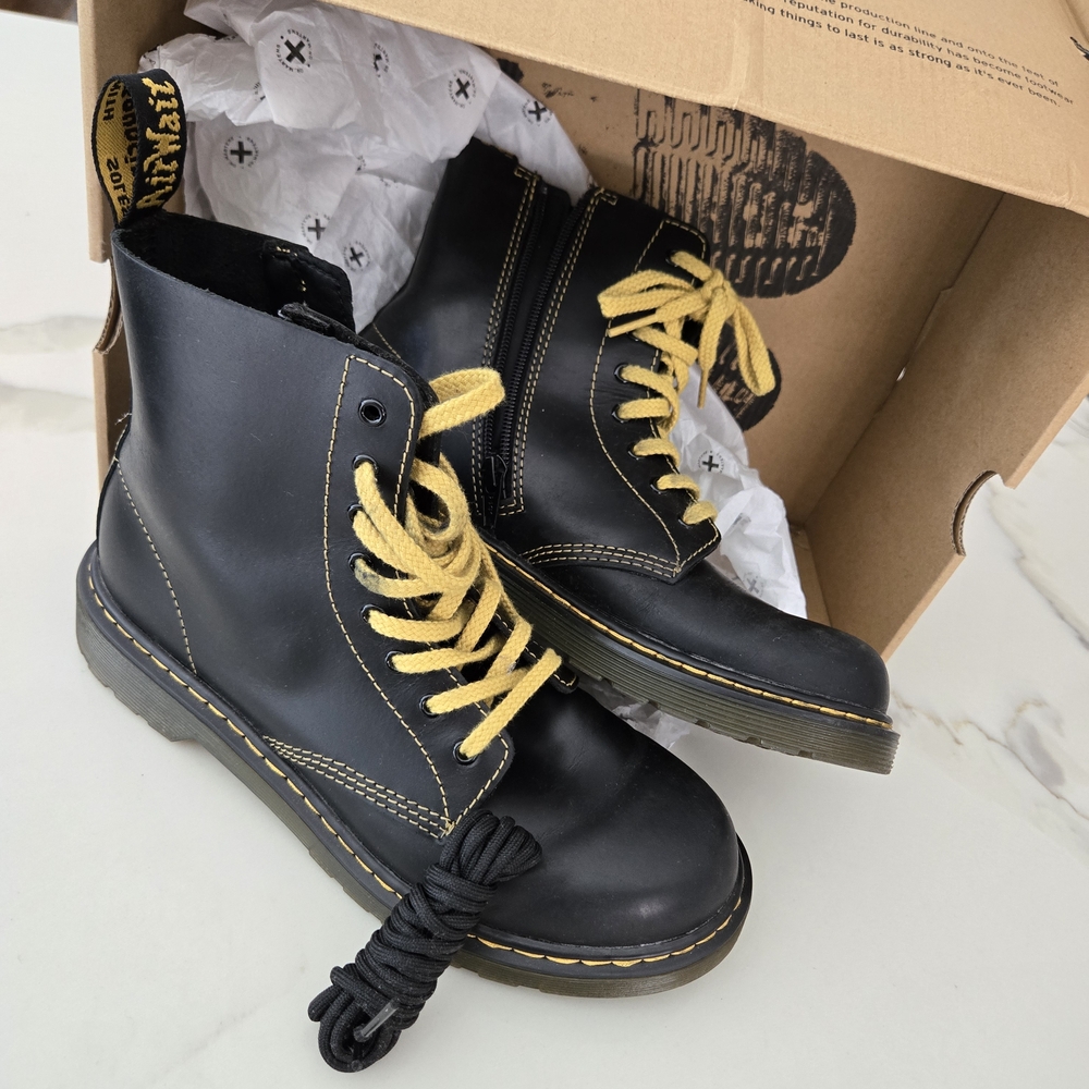 Dr. Martens Black Boots with Yellow Accents
